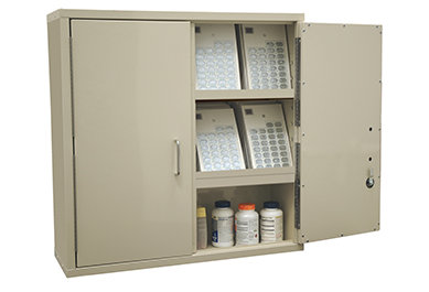 Medicine Cabinet, Two Doors Dual Lock Large 30 x 30 x 10
