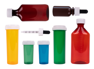 Multi-color vials and ovals, Amber vial, Amber Oval, Green vial, Blue vial